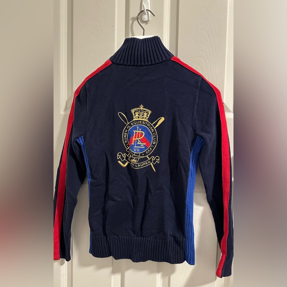 Lauren Active Ralph Lauren Full Zip Jacket Embroidered Crest Sweater Cardigan XS